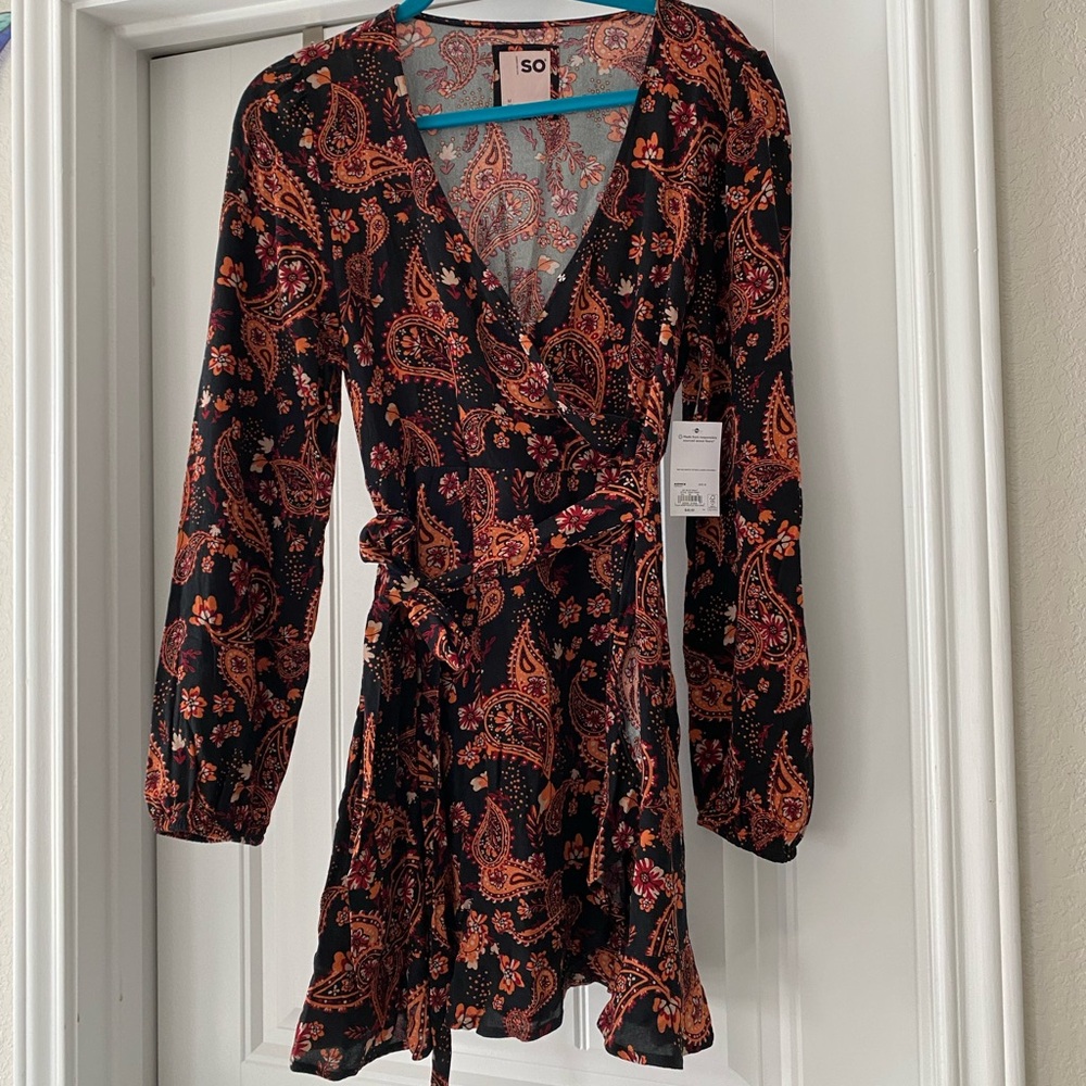 Like new black and orange paisley dress
